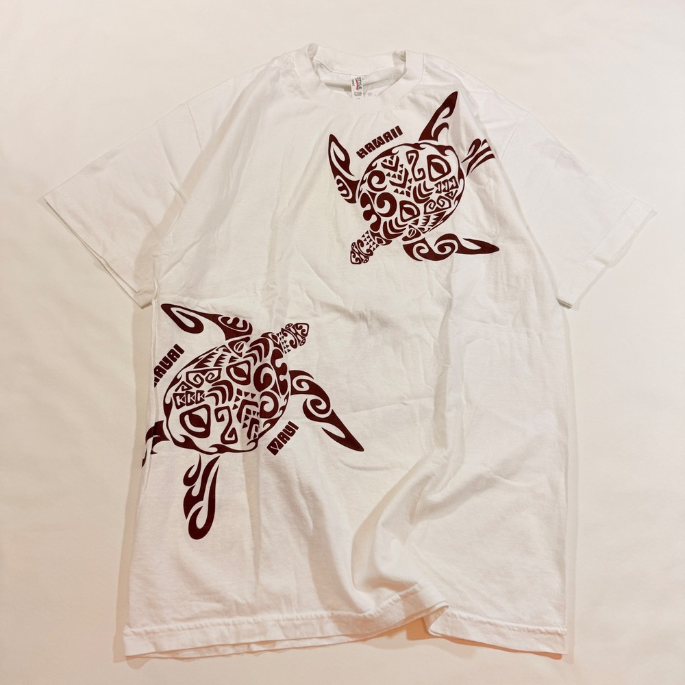Alstyle Apparel T-Shirt Men Large White Maui Hawaii Tribal Sea Turtle Graphic